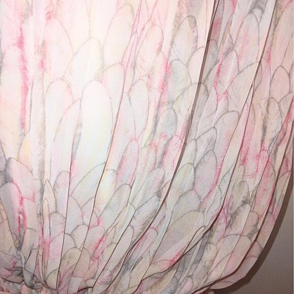 JESSICA SIMPSON PINK & GRAY PLEATED CHIFFON DRESS WITH PINK RIBBON BELT - Picture 5 of 6